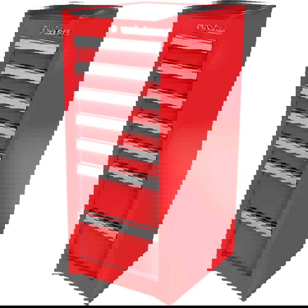 Side Cabinet: 7 Drawer, Red, Steel